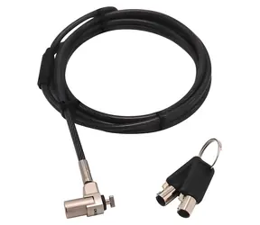 Dicota T-Lock Ultra Slim V2 Masterkeyed / Zamek kablowy zabezpieczający / gniazdo 3x7 mm / 2 m / czarny, srebrny