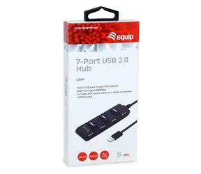 Hub USB Equip 7- Port czarny / Hub USB / 7x USB 2.0 / 480 Mb/s / Plug & Play