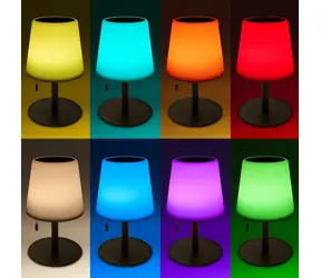Schwaiger TILA0166 czarno-biała / Lampa stołowa LED z akumulatorem / RGB / ładowanie słoneczne / IP44 / 200 lm
