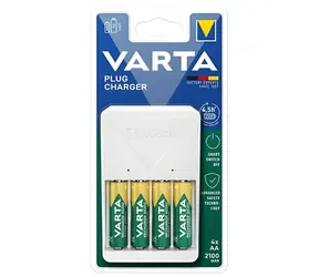 Ładowarka Varta Plug Charger biała / Ładowarka akumulatorów / 4X AA 2100 mAh / NiMH