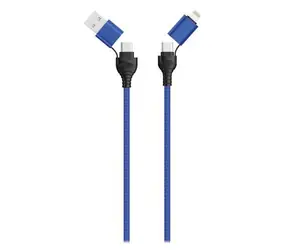 Kabel ładujący 2GO czarny, niebieski / 4w1 / USB-A, USB-C - USB-C, Lightning / 1,2 m