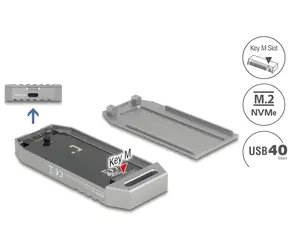 DeLock USB4 szara / Obudowa zewnętrzna do dysku SSD M.2 NVMe / 40 Gb/s / aluminiowa / beznarzędziowa