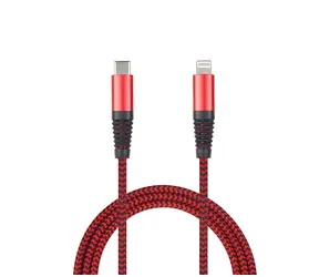2GO 797197 czerwony / Kabel do transmisji danych i ładowania / Lightning - USB-C / 1 m / nylonowy