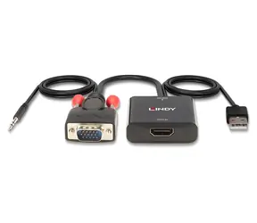 Lindy VGA i audio do HDMI / Konwerter / 1920×1080 px / 60 Hz / Zasilanie USB