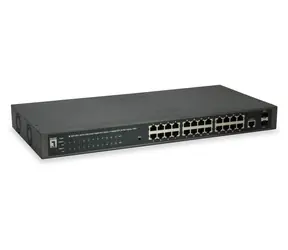 LevelOne GEP-2652 / Przełącznik / 24x GE PoE+ / 2x SFP / 370 W PoE / Zarządzany L2 / 19"