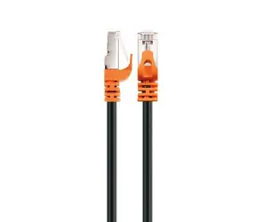 Schwaiger CAT7 czarny, pomarańczowy / Kabel sieciowy / S/FTP / RJ-45 / 10 Gbit/s / 600 MHz / 2 m