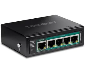 Trendnet TI-B541 / Przełącznik / 5- Port Gigabit / PoE+ Pass-Through / Szyna DIN / 65 W