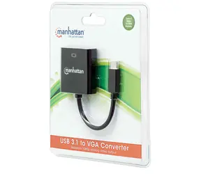 Manhattan USB-C 3.1 czarny / Konwerter VGA / rozdzielczość 1920 x 1200 / nie wymaga zasilania