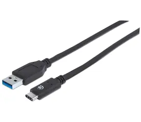 Manhattan czarny / Kabel / USB-C - USB-A / USB 3.2 Gen 2 10 Gbit/s / 1 m