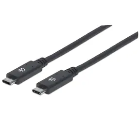 Manhattan USB-C czarny / kabel USB / USB-C (M) - USB-C (M) / USB 3.2 Gen 2, 10 Gbit/s / 1 m