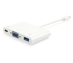 Equip USB-C biały / adapter USB-C / VGA / USB-A / PD 60W / 0,15 m