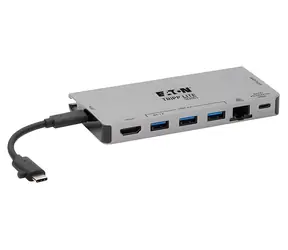Stacja dokująca EATON Tripp Lite USB-C, szara / 4K HDMI / USB 3.2 Gen 1 / PD 100 W / Gigabit LAN