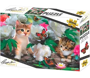 Puzzle 3D Prime Kotki wśród piwonii / 1000 elementów