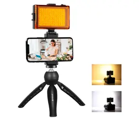 Puluz PKT3131B / Zestaw do transmisji na żywo / Statyw / Oświetlenie LED / Zacisk do telefonu