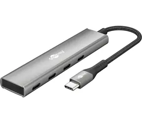 Goobay 76564 szary / hub USB / 4 porty USB-C / 5 Gbit/s