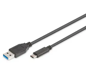 Digitus czarny / kabel USB / USB-C - USB-A / USB 3.0 / 5 Gb/s / 3A / 1 m