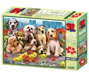Prime Puzzle 3D Psy / 48 elementów / efekt 3D / 31 x 23 cm