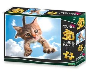 Prime Puzzle 3D Skaczący Kot Błyszczące / 48 elementów / efekt 3D / od 3 lat