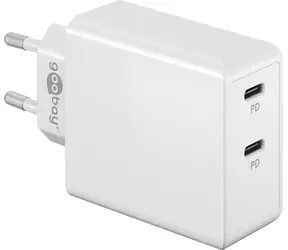 Goobay 61758 biały / Ładowarka / 2x USB-C / PD / 36 W