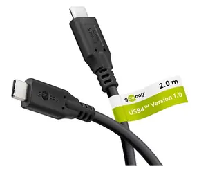 Goobay USB-C czarny / Kabel danych / USB4 / Power Delivery 100 W / 20 Gb/s / 2 m