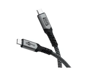Goobay USB4 1 m czarny, szary / Kabel / USB-C - USB-C / 240 W / 40 Gbit/s / PD