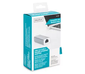 Digitus DN-3024 biały / Karta sieciowa / USB-C 3.2 Gen 1 / RJ45 Gigabit Ethernet / 10/100/1000 Mbps