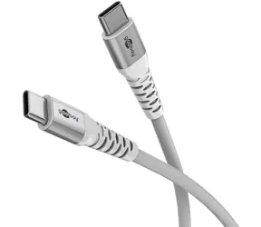 Goobay Supersoft biały / kabel USB-C do transmisji danych / oplot tekstylny / złącza metalowe / 2 m