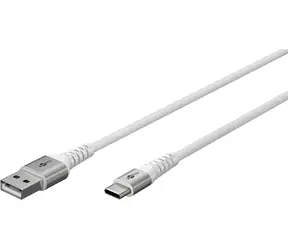 Goobay USB-C - USB-A biały / Kabel do transmisji danych / Oplot tekstylny / Złącza metalowe / 1 m