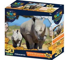 Puzzle 3D Prime Gatunek zagrożony: Nosorożec / efekt 3D / 100 elementów