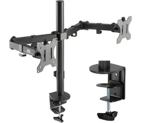 Maclean MC-884 czarny / Uchwyt biurkowy do dwóch monitorów / 17-32" / VESA 75x100 / nośność 16 kg / uchylny