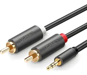 Ugreen 10513 Kabel Jack 3,5 mm - 2x RCA czarny / Kabel audio / 5 m