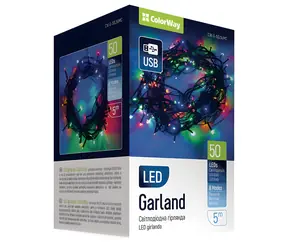 Łańcuch LED Colorway do użytku wewnątrz, 50 diod LED, wielokolorowy, 5 m, 8 funkcji, zasilanie USB