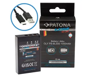 Patona BLS-5/BLS5 / Bateria do aparatu Olympus / 1050mAh / Li- ION Platinum / Ładowanie przez USB-C