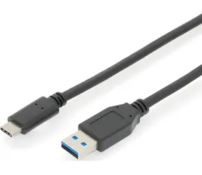 Digitus AK-300146-010-S czarny / kabel USB-A do USB-C / 1 m