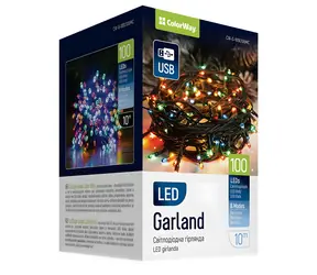Łańcuch LED Colorway do użytku wewnątrz / 100 LED / 10 m / 8 funkcji / wielokolorowy / zasilanie USB