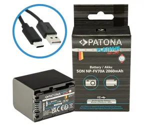 Patona NP-FV70A Platinum / Akumulator do aparatów Sony / 2060 mAh / Li- ION / Ładowanie przez USB-C