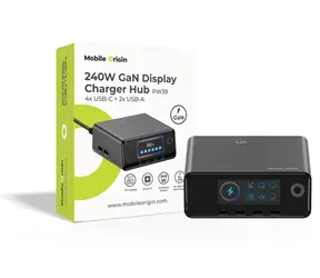 Mobile Origin PW39 / Ładowarka z wyświetlaczem TFT / 240 W GaN / 4X USB-C + 2x USB-A
