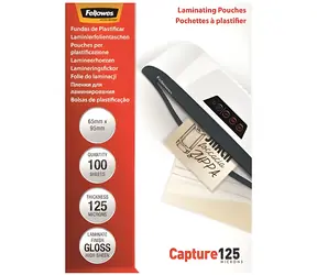 Fellowes 65 x 95 mm / Folia laminująca / 125 mic / błyszcząca / 100 szt.