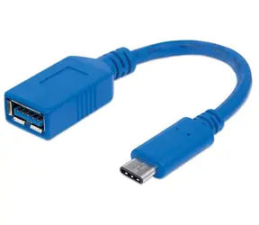 Manhattan USB-C - USB-A niebieski / Kabel / USB 3.2 Gen 1 / 5 Gbit/s / 0,15 m