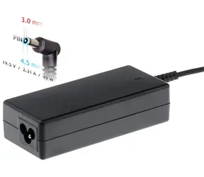 Akyga / Ładowarka do laptopa / 19,5 V / 2,31 A / 45 W / 4,5 x 3,0 mm + pin do HP/ Compaq