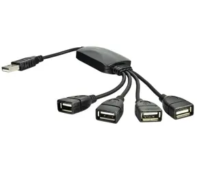 Akyga USB Hub czarny / Hub USB / 4 porty / USB 2.0 / kabel 15 cm