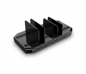 Lindy 120W czarno-szara / stacja ładująca USB / 8x USB-A + 2x USB-C / QC 3.0 / Samsung AFC