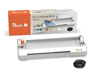 Peach PBP350 biały / Laminator / A4 / 6w1 / Na gorąco i na zimno / Zaokrąglarka i obcinarka rogów