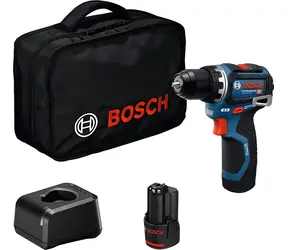 BOSCH GSR 12V-32 Professional niebieski / Wiertarko-wkrętarka akumulatorowa / 12 V / uchwyt 10 mm / 32 Nm / 2 x 2,0 Ah / torba