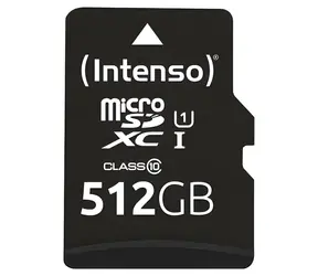 INTENSO Premium microSDXC 512 GB / Karta pamięci / UHS-I U1 / Klasa 10 / Odczyt: 90 MB/s / z adapterem SD