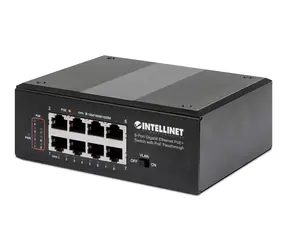 Przełącznik Intellinet 8x Gigabit PoE+ 120 W / Przełącznik / 8- Port / 1000 Mb/s / PoE-Passthrough / Szyna DIN