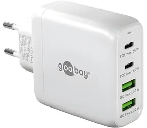Goobay 64818 biały / Ładowarka / GaN / 2x USB-C / 2x USB-A / PD / QC / 68 W