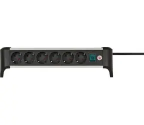 Brennenstuhl Alu-Office-Line czarny/aluminium / Gniazdo przedłużające stół / 6 gniazd / przełącznik / kabel 3M