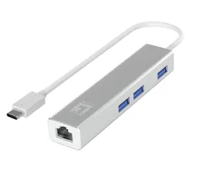 Adapter LevelOne USB-0504 / USB-C LAN / Gigabit Ethernet / 3 porty / RJ45
