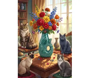 ALIPSON Puzzle Koty i Kwiaty / 1000 elementów / 47,8 x 69 cm